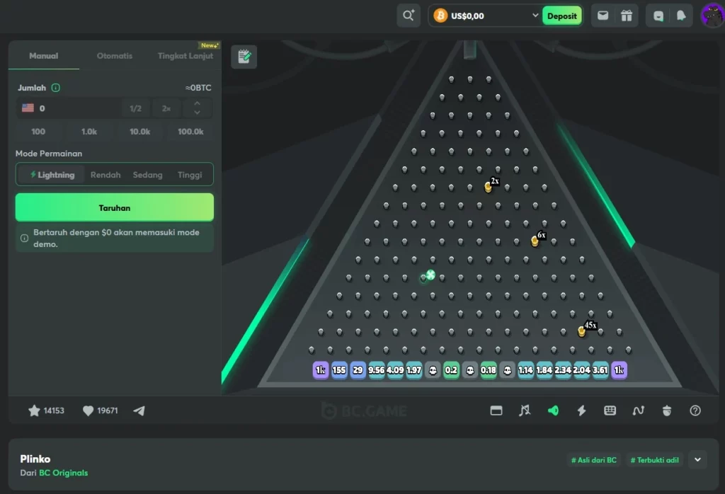 Cara Melakukan Deposit untuk Bermain Plinko BC.Game